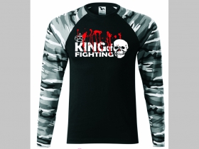 King of Fighting pánske tričko (nie mikina!!) s dlhými rukávmi vo farbe " metro " čiernobiely maskáč gramáž 160 g/m2 materiál 100%bavlna